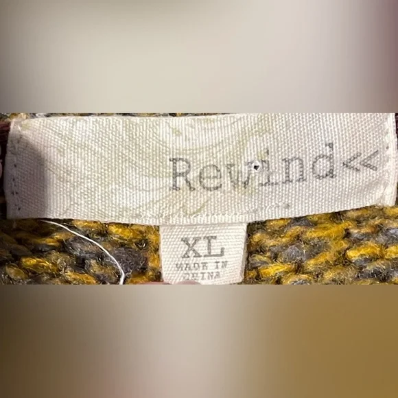 Rewind Beaver Sweater Mustard Brown Pink Knit Pullover Animal Graphic Quirky XL - Picture 3 of 6